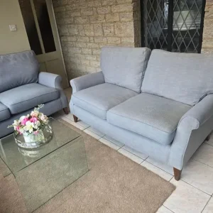 M&S St Ives matching sofas blue and cream fabric - Image 2