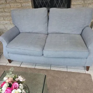 M&S St Ives matching sofas blue and cream fabric - Image 4