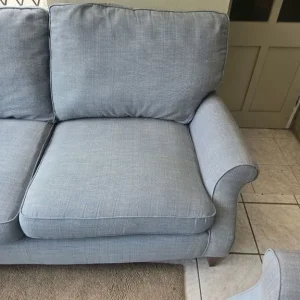 M&S St Ives matching sofas blue and cream fabric - Image 5