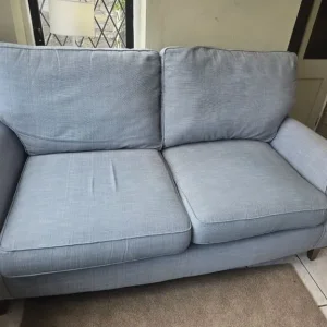 M&S St Ives matching sofas blue and cream fabric - Image 8