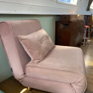 Lounge Chair - Single Sofa Bed, Velvet Vintage Pink - Image 3