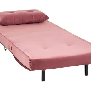 Lounge Chair - Single Sofa Bed, Velvet Vintage Pink - Image 5