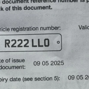 R222 LLO private cherished personal personalised registration plate number - Image 2