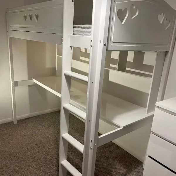 Argos Habitat Mia High Sleeper Bed Frame & Desk - White Girls RRP £390