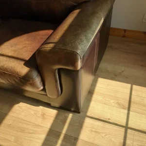 3 Seater Brown Faux Leather Sofa - Image 3