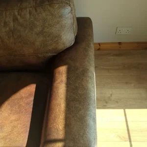 3 Seater Brown Faux Leather Sofa - Image 4