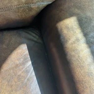 3 Seater Brown Faux Leather Sofa - Image 5