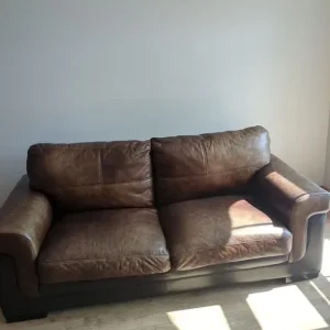 3 Seater Brown Faux Leather Sofa