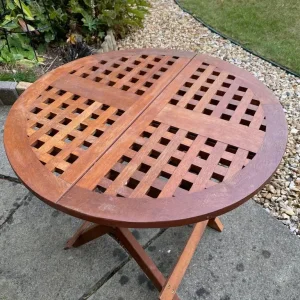 Teak Round Folding Coffee Table - Image 2