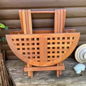Teak Round Folding Coffee Table - Image 6