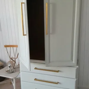 Serene sage armoire, wardrobe, linen closet with drawers, vintage dresser - Image 3