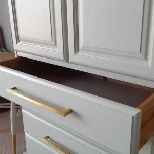 Serene sage armoire, wardrobe, linen closet with drawers, vintage dresser - Image 6