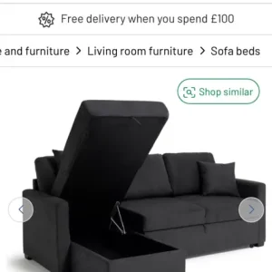 Charcoal Grey corner sofa & bed - Image 3