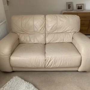 Beige cream Leather Sofa’s Suite - Good Condition - Image 2