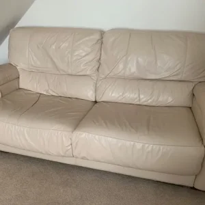 Beige cream Leather Sofa’s Suite - Good Condition - Image 5