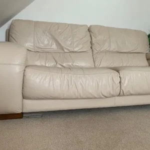Beige cream Leather Sofa’s Suite - Good Condition - Image 6