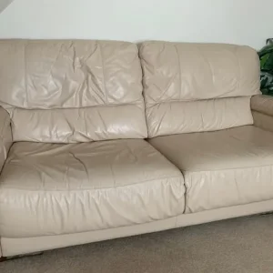 Beige cream Leather Sofa’s Suite - Good Condition - Image 8