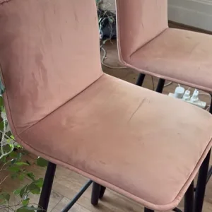 Pink velvet bar stools x 2 - Image 2