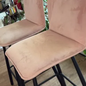 Pink velvet bar stools x 2 - Image 3