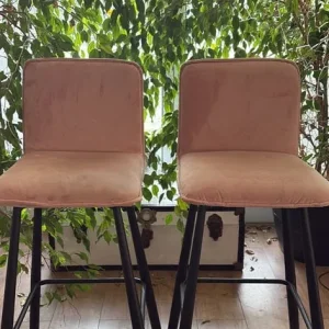 Pink velvet bar stools x 2