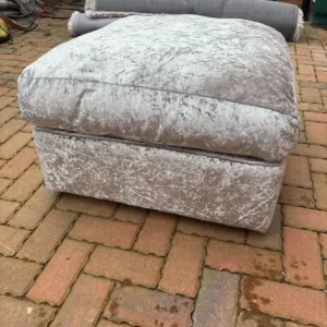 Three Seater Velvet Style Sofa with Footstool - Image 3