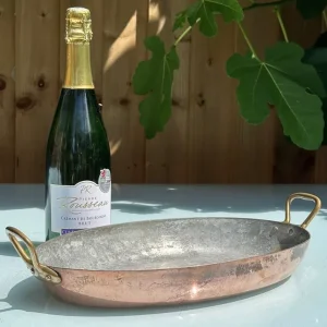 VINTAGE FRENCH COPPER ROASTING PAN, TRAY, TIN, GRATIN DISH, 36x23cm - MAUVIEL? - WILL POST! - Image 5