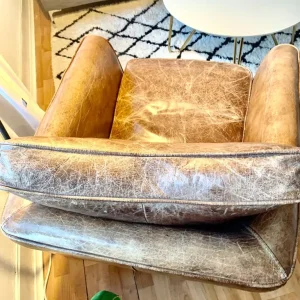 100% Leather “Cigar” Armchair - Image 3