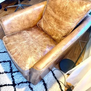 100% Leather “Cigar” Armchair - Image 4