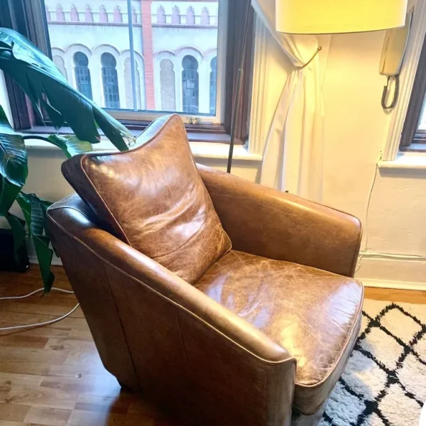 100% Leather “Cigar” Armchair