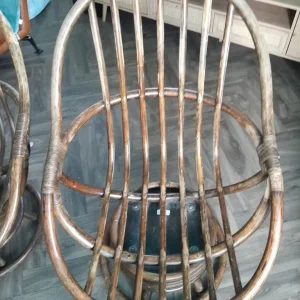 Ann Graves Vintage Bamboo Swivel Chairs - Image 2