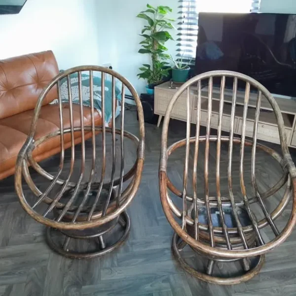 Ann Graves Vintage Bamboo Swivel Chairs