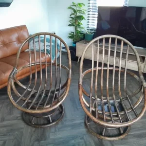 Ann Graves Vintage Bamboo Swivel Chairs