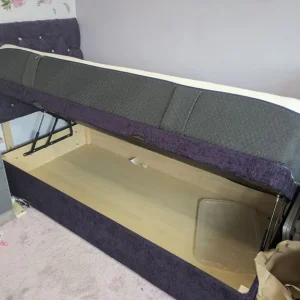 Single Purple Chenile Ottoman Bed - Image 2