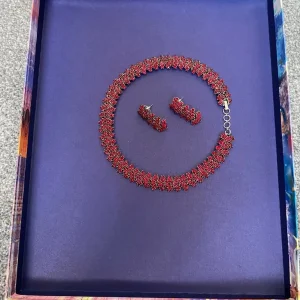 New - Red Costume Jewellery Necklace & Earrings Set. - Image 2