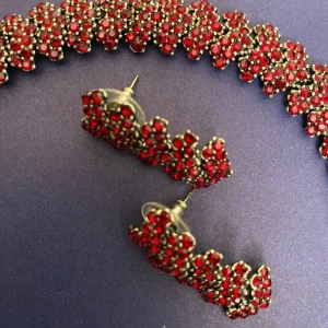 New - Red Costume Jewellery Necklace & Earrings Set. - Image 3