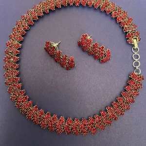 New - Red Costume Jewellery Necklace & Earrings Set.