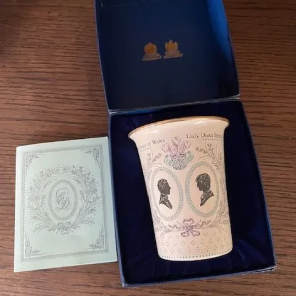 1981 Halcyon Days Enamel Beaker Marking HRH Charles & Princess Diana Wedding