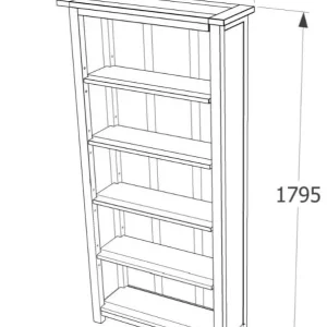 BOSTON WIDE TALL 5 SHELF OPEN BOOKCASE ADJUSTABLE SHELVES IN DARK STAINED WOOD - Image 5