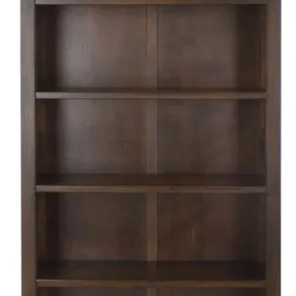 BOSTON WIDE TALL 5 SHELF OPEN BOOKCASE ADJUSTABLE SHELVES IN DARK STAINED WOOD