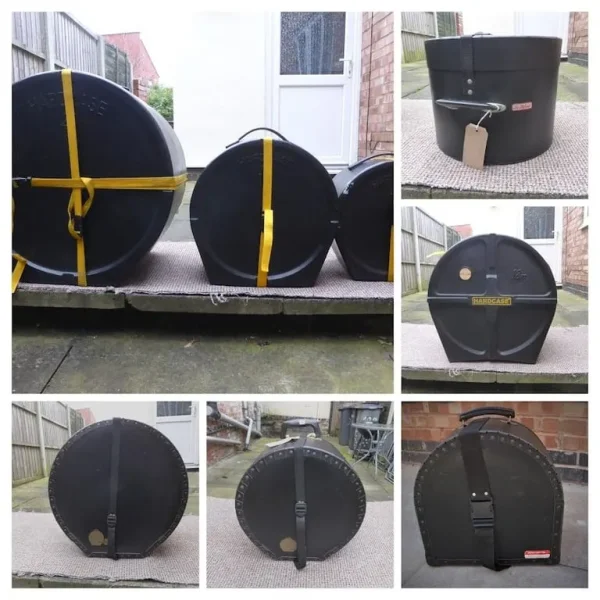 Drum Cases by Hardcase, Le Blonde, Percussion Plus. Details in Listing