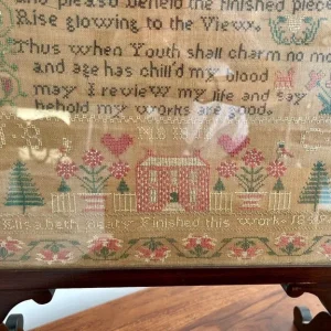 Antique 1849 Sampler by Elizabeth Beaty – Mahogany Fire Screen Frame - Image 5