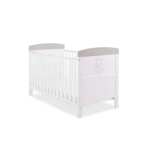 Grey & White Dumbo Cot Bed & Waterproof Mattress in Ex Condition - Image 2