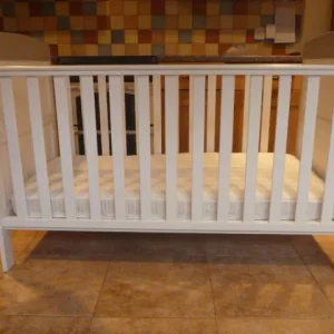 Grey & White Dumbo Cot Bed & Waterproof Mattress in Ex Condition - Image 4