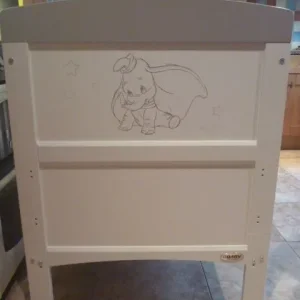 Grey & White Dumbo Cot Bed & Waterproof Mattress in Ex Condition - Image 7