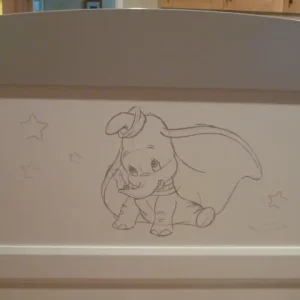 Grey & White Dumbo Cot Bed & Waterproof Mattress in Ex Condition - Image 8