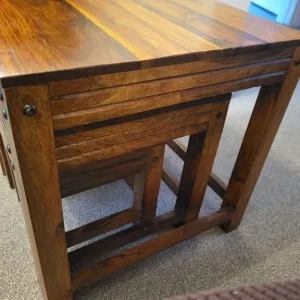 Nest of 3 sheesham mango tables - Image 4