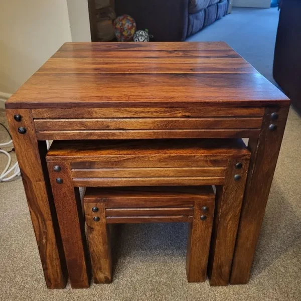Nest of 3 sheesham mango tables