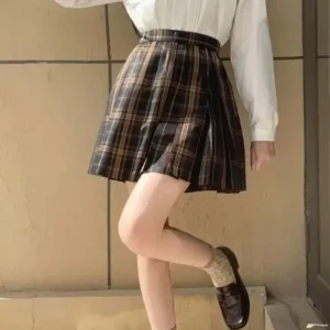 Brown tartan skirt