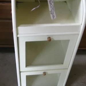 WHITE UPRIGHT KITCHEN CABINET WITH ROLL TOP AND GLAZED DOORS - Image 2