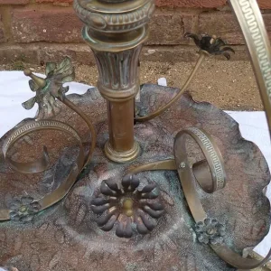 Art Nouveau brass and copper lamp - Image 4
